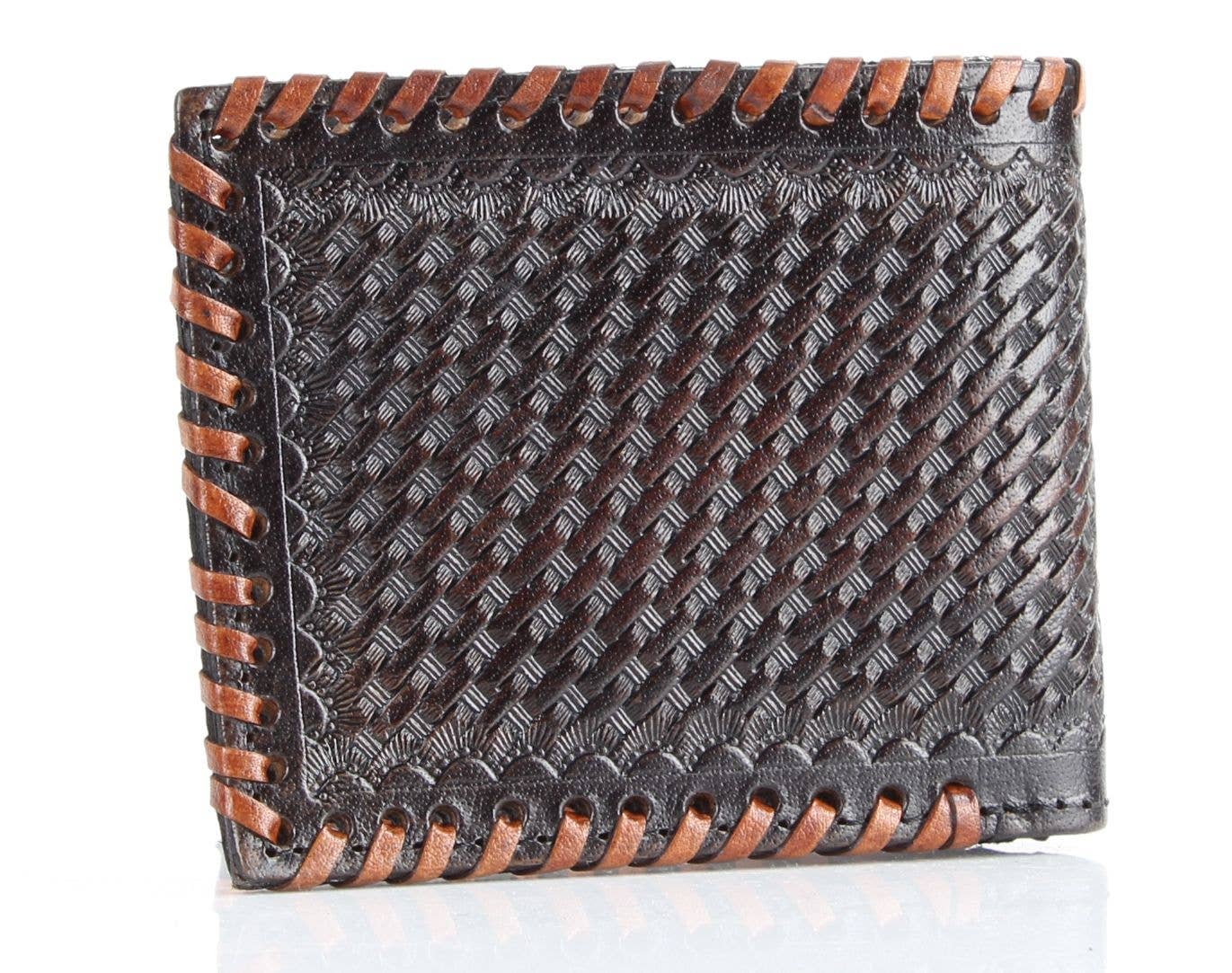 Leather Impressions Inc – Carteira – Homem por atacado – Carteira Americana Bison Lace Edge Pele Tooled Caveira Bifold7