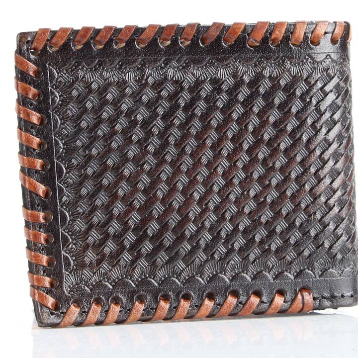 Leather Impressions Inc – Carteira – Homem por atacado – Carteira Americana Bison Lace Edge Pele Tooled Caveira Bifold7