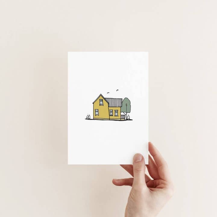Sonia Nicolson - Wholesale Everyday Greeting Card - Icelandic Yellow House, Reykjavik, Iceland
