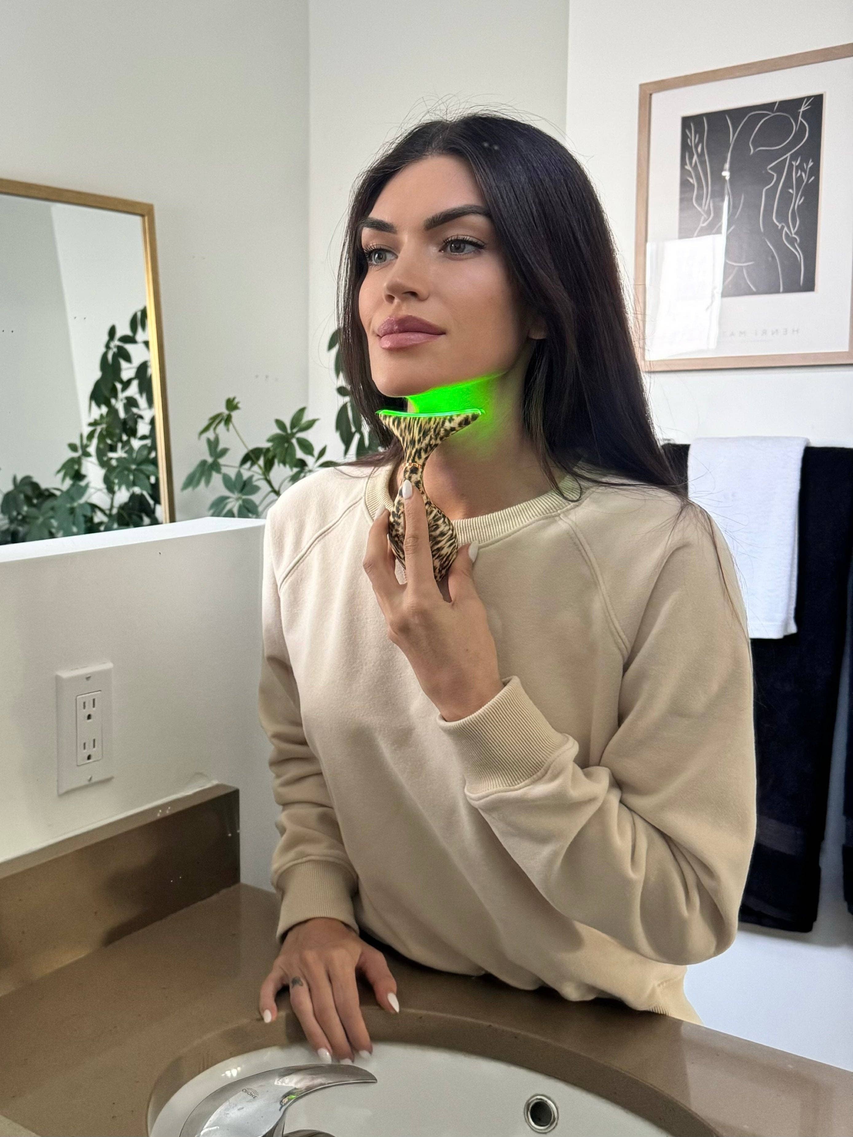 GLO24K - Wholesale Electronic Skincare Device - 7 Color LED Neck & Face Massager Deluxe (Cheetah)3