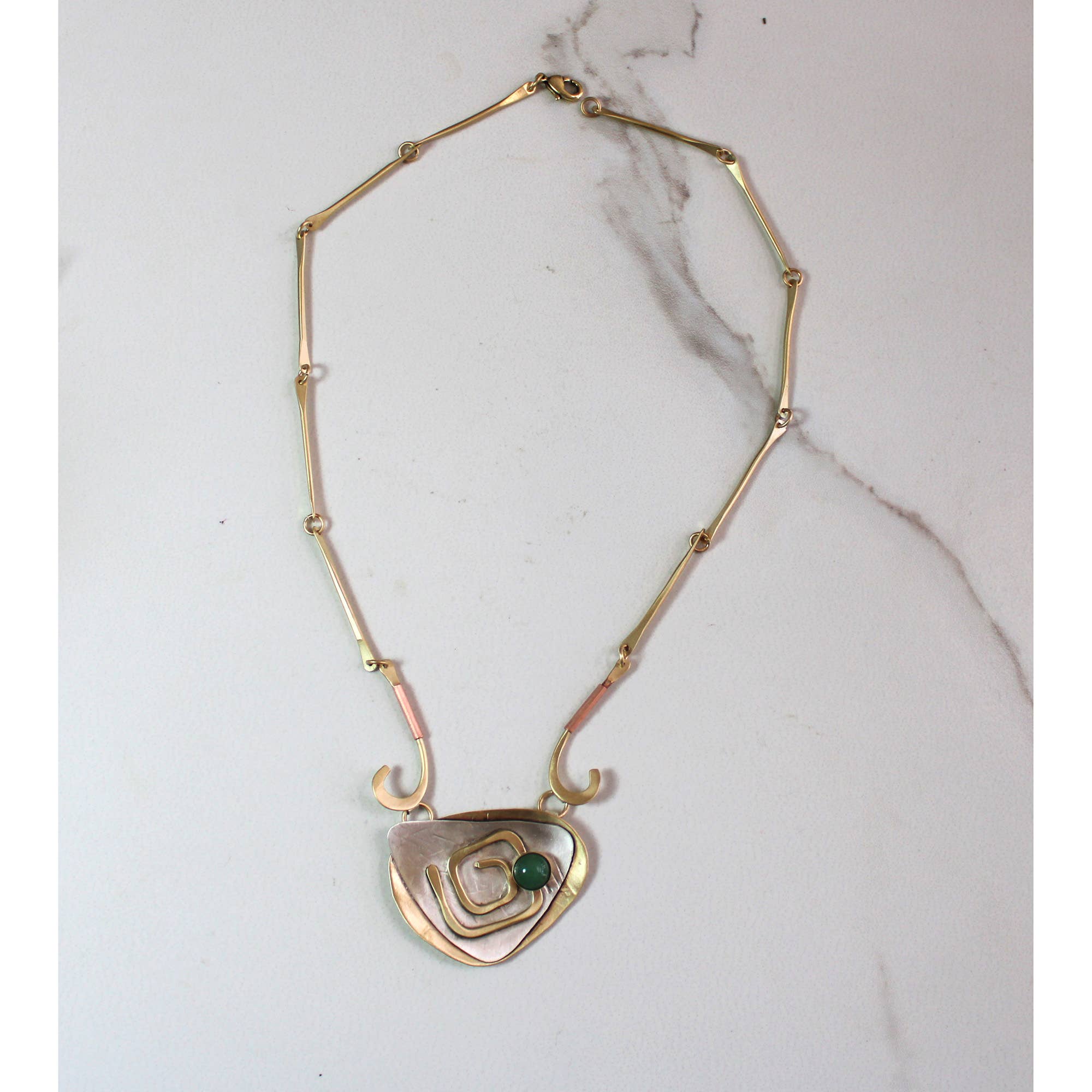 Whitney Designs Ltd. - Wholesale Pendant/Charm Necklace - Labyrinth Necklace with Aventurine, Sterling, and Brass USA1