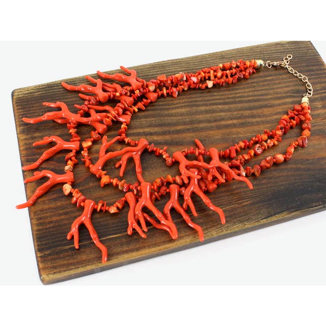 Pretty Persuasions - Wholesale Bib Necklace - N25005 Layered Polyresin Coral Branch Statement Necklace