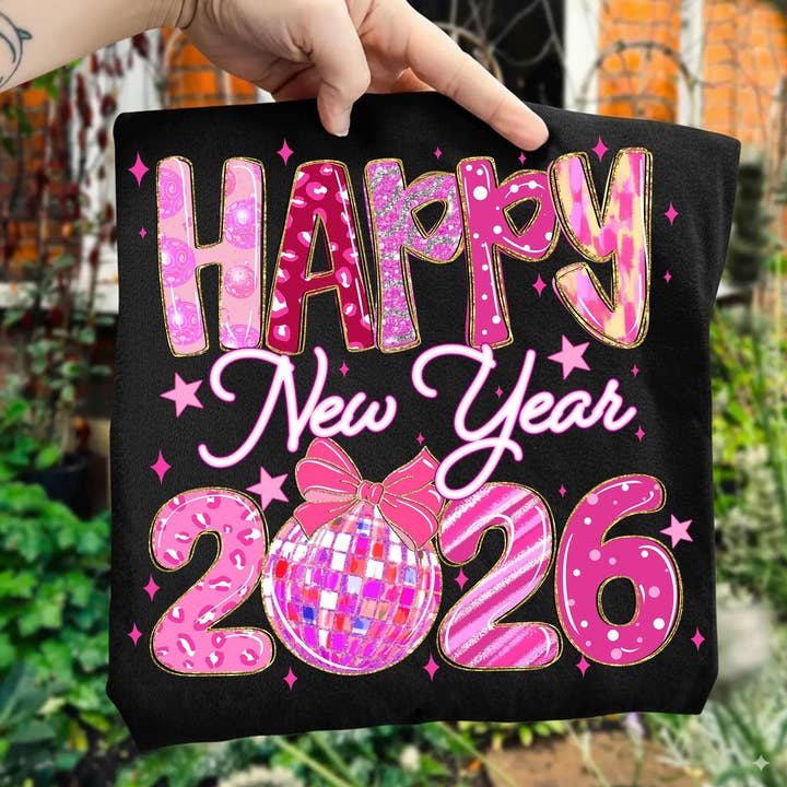 Happy New Year 2026 Shirt, New Years Pink Disco Ball Sweater for wholesale by DLT Ecommerce
