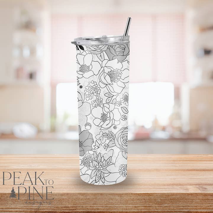 Disegno floreale - Bicchiere da 20 once per la vendita all'ingrosso da parte di Peak To Pine Designs