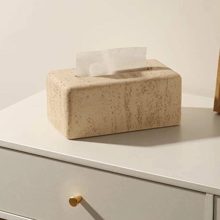 BRECK + FOX - Wholesale Tissue Box - Faux Travertine Tissue Holder2