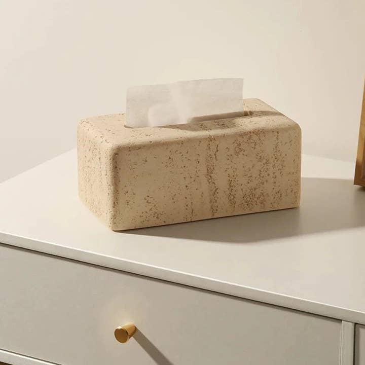BRECK + FOX - Wholesale Tissue Box - Faux Travertine Tissue Holder2