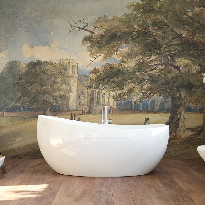 Vintage Landschafts-Tapete, selbstklebendes Wald-Wandbild für den Großhandel von SimurgWallArts