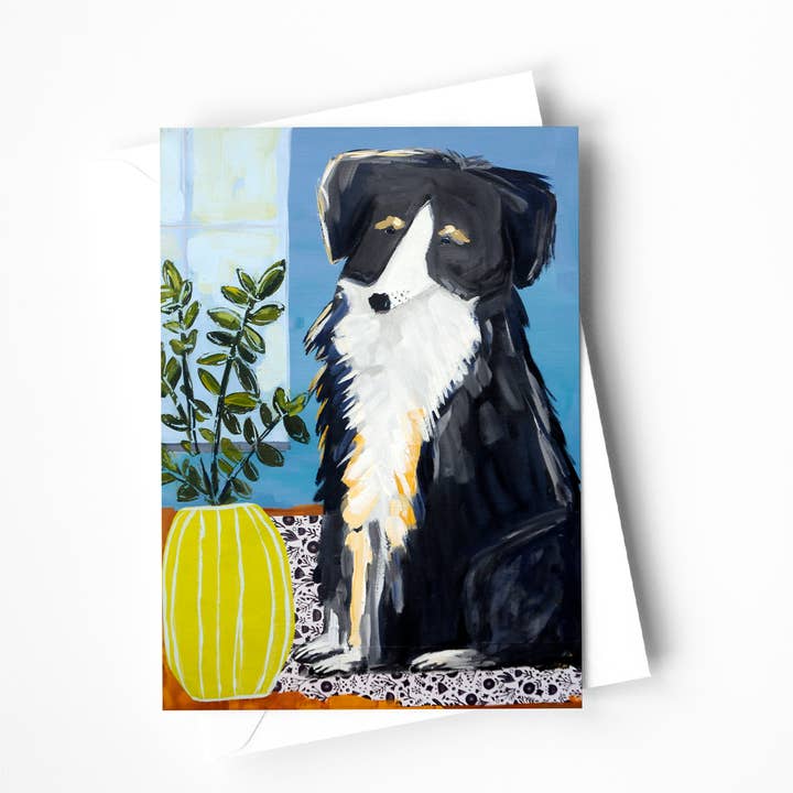 Border Collie Greeting Card  for wholesale by Kaley Alie Art