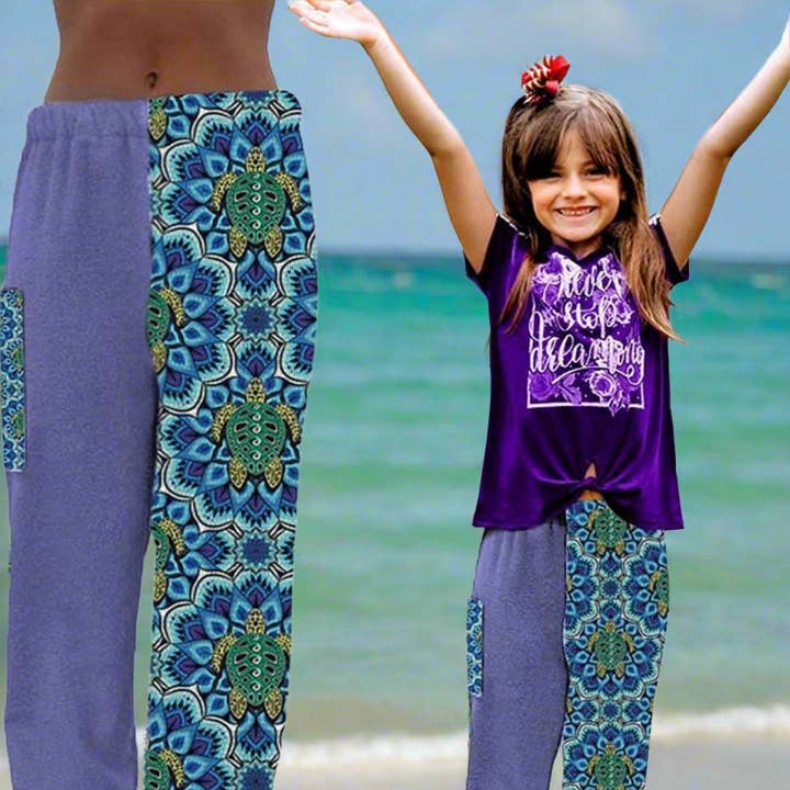 Pantalon Serviette - Mandala Tortue - EN STOCK Expédition Rapide - Plage, Natation, Tenue de Resort, Garçons, Filles, Adultes. pour la vente par Paradise Towelwear