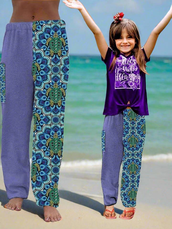 Pantaloni Asciugamano - Mandala Tartaruga - DISPONIBILI Spedizione Veloce - Spiaggia, Nuoto, Abbigliamento da Resort, Ragazzi, Ragazze, Adulti. per la vendita all'ingrosso da parte di Paradise Towelwear