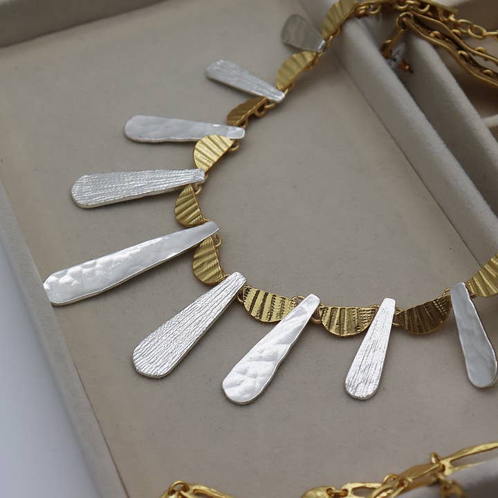KARINE SULTAN - Wholesale Link & Chain Necklace - Geometric Drops Statement Necklace
