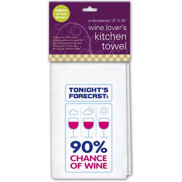 Chance of Wine Embroidered Kitchen Towel for wholesale by Chris’s Stuff Inc.