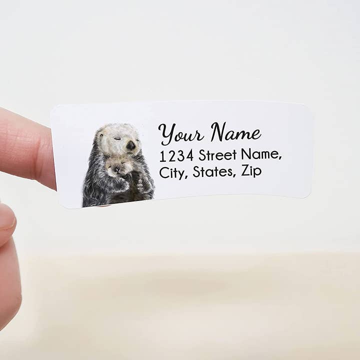 Zeeotter Moeder en Welp Retouradres Etiketten voor wholesale door Triple Studio