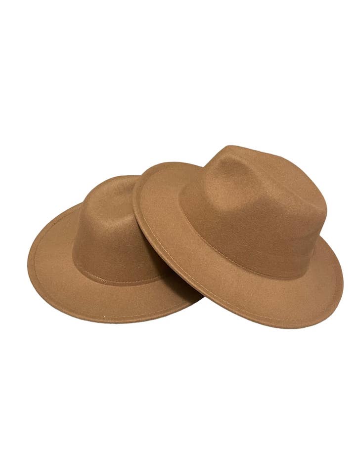 Children's Flat Brimmed Hat- Caramel for wholesale by Charlie Rae
