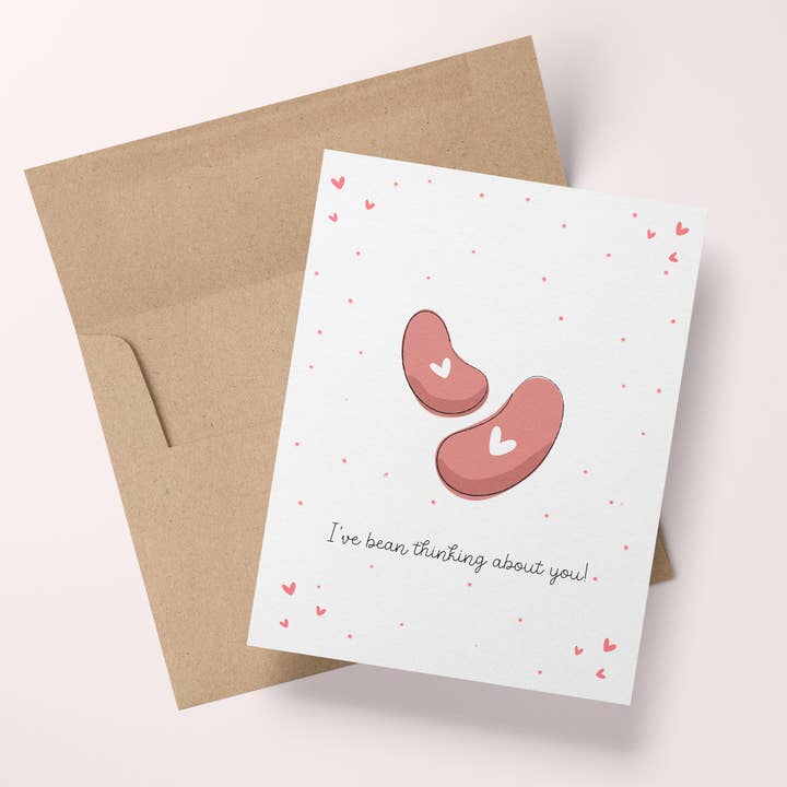 Funny Pun Valentine's Day Card -I've Bean Thinking About You for wholesale by Wee Birdy