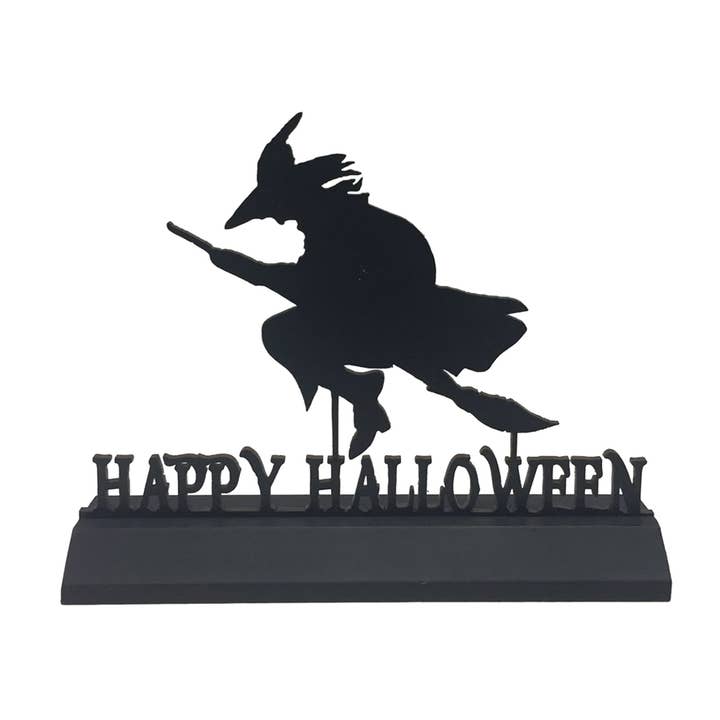 Decorazione da tavolo in legno a forma di strega per Halloween, 11" per la vendita all'ingrosso da parte di Madison Bay Co. - Historical Home Decor Reproductions