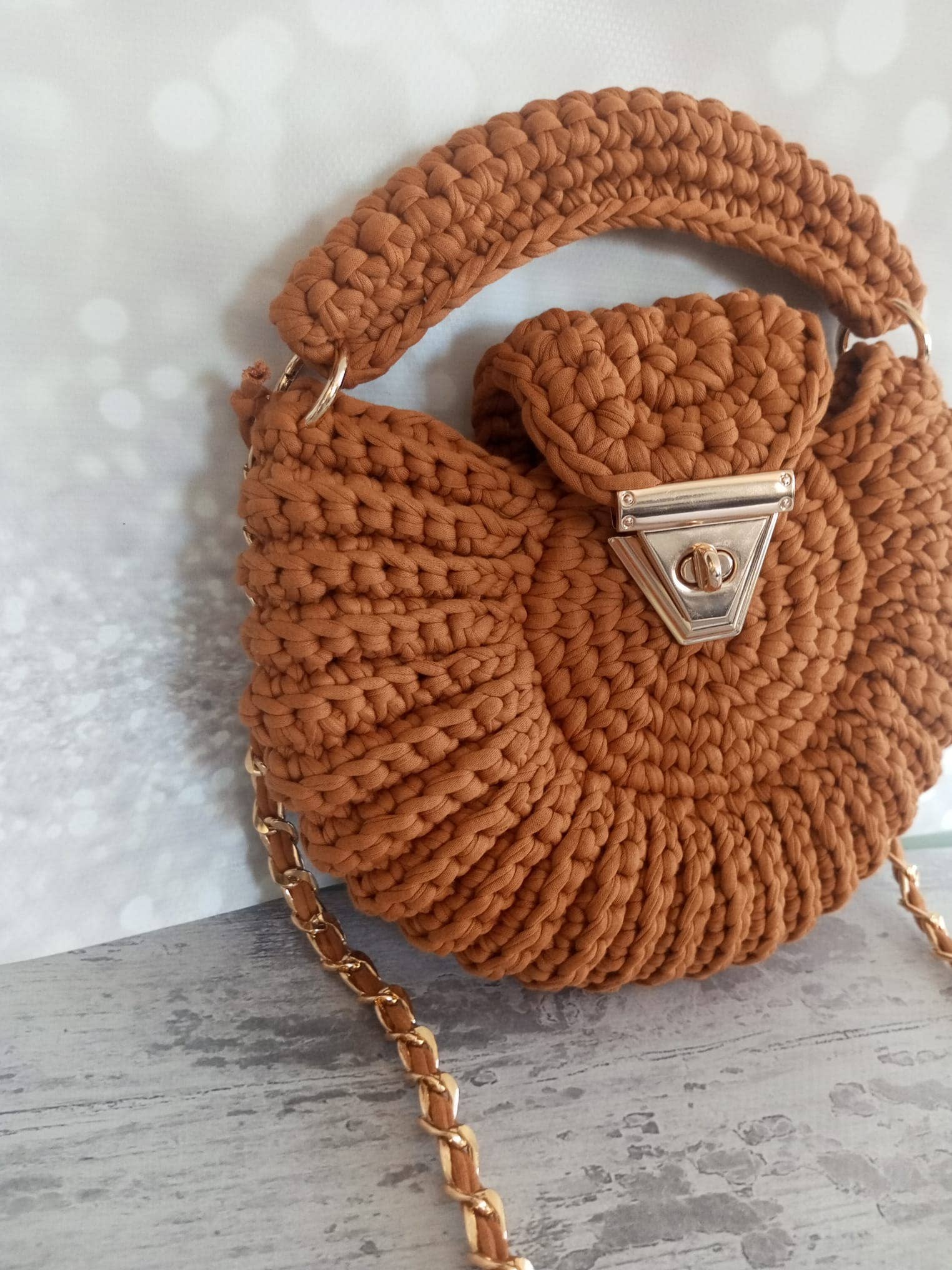 CHQEL - Wholesale Top Handle Bag - Women's - CHQEL Round Mussel  Crochet Handmade Model for Womens 1