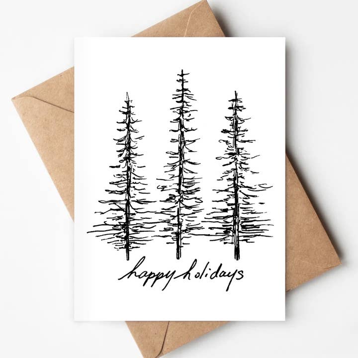 Carte écologique Holiday Pines Noël Arbres Nature pour la vente par Jenna's Doodles
