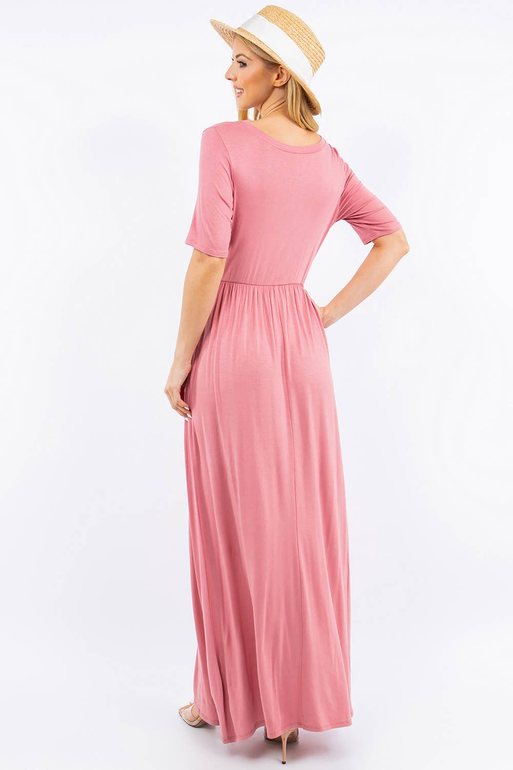 Celeste Clothing - Wholesale Dress - Women's - PLUS SIZE MODEST MAXI DRESS WITH POCKETS -CD23411T-PL49