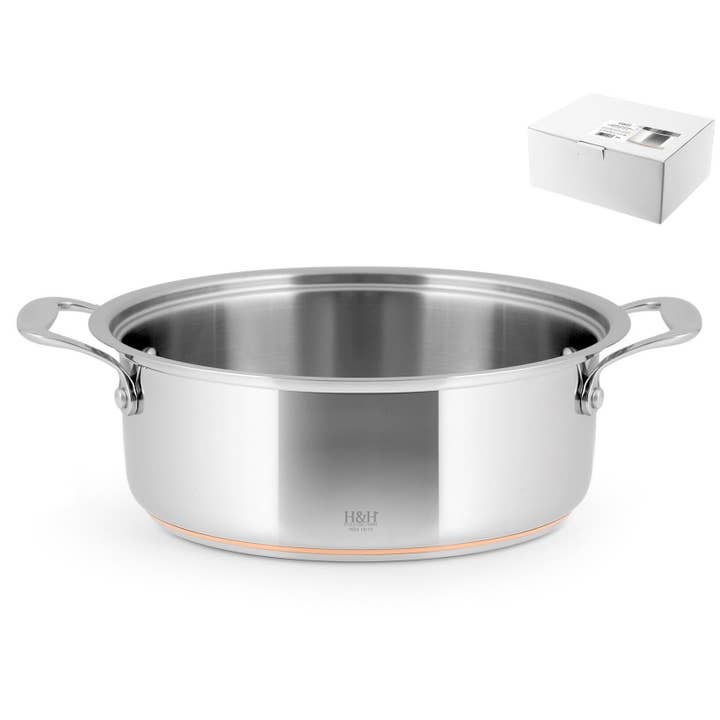 Cacerola Baja Inox Hilo Cobre 2 Asas 26 cm, 8,5H para venta al por mayor de H&H