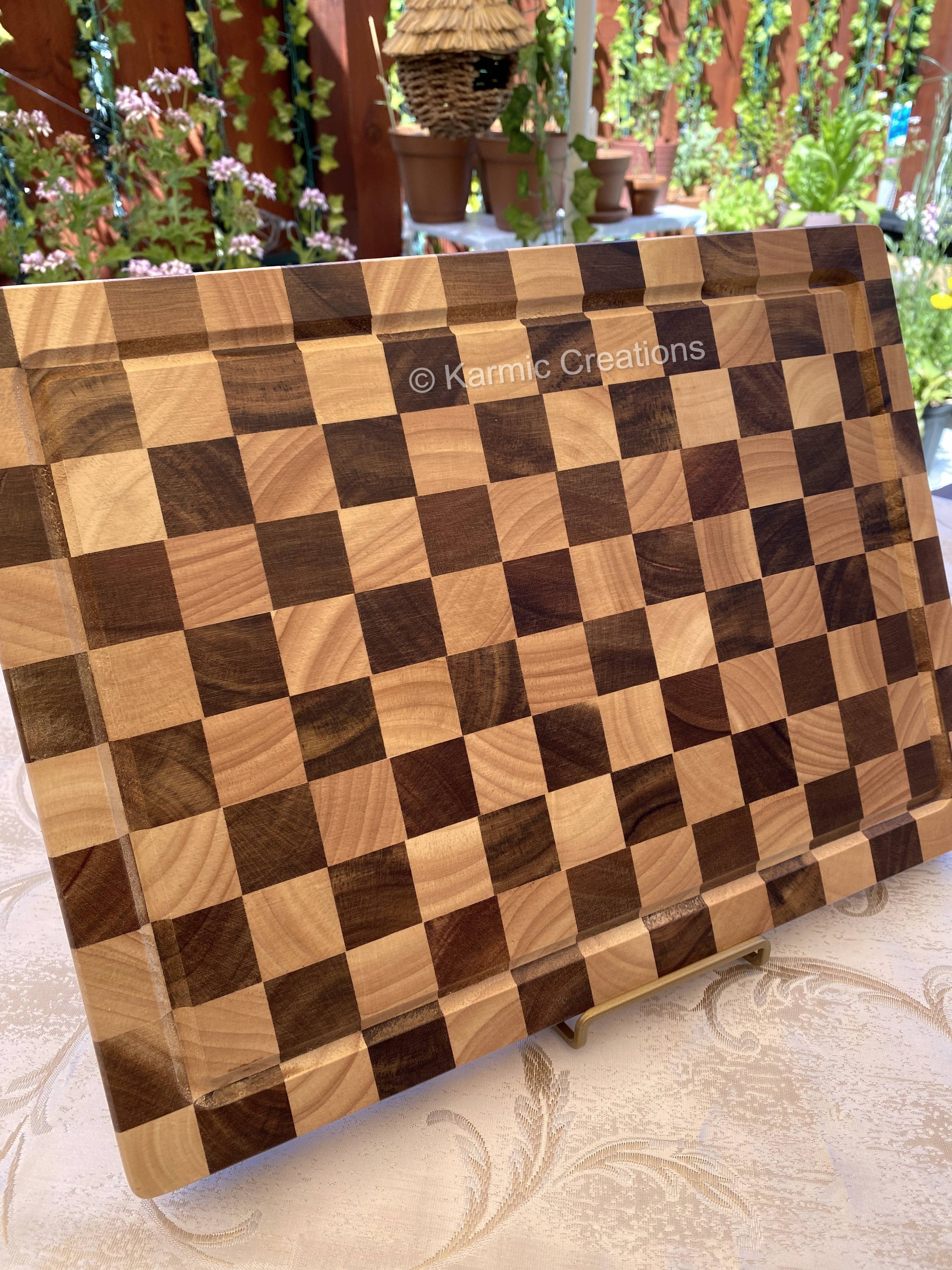 Karmic Creations - Wholesale Cutting Board - End Grain Checkered Cutting Board (Kitchen Size & BBQ Size)0