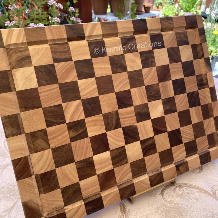 Karmic Creations - Wholesale Cutting Board - End Grain Checkered Cutting Board (Kitchen Size & BBQ Size)