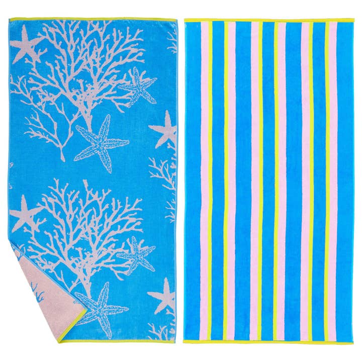 BH Collective - Wholesale Beach Towel - Beach Towels - 100% Cotton Jacquard, 2pk - Playa Collection