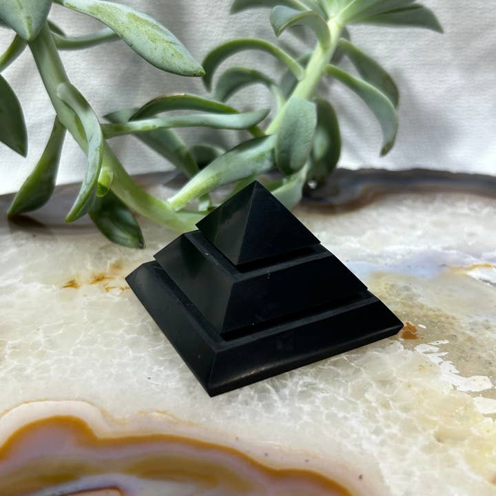 Quasar Gems USA - Wholesale Spiritual Stone/Crystal - Shungite Sakara Pyramid 5cm
