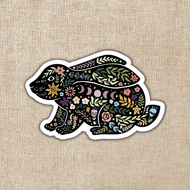 Magical Boho Rabbit Sticker, 3-inch for wholesale by Kingdom of Threads