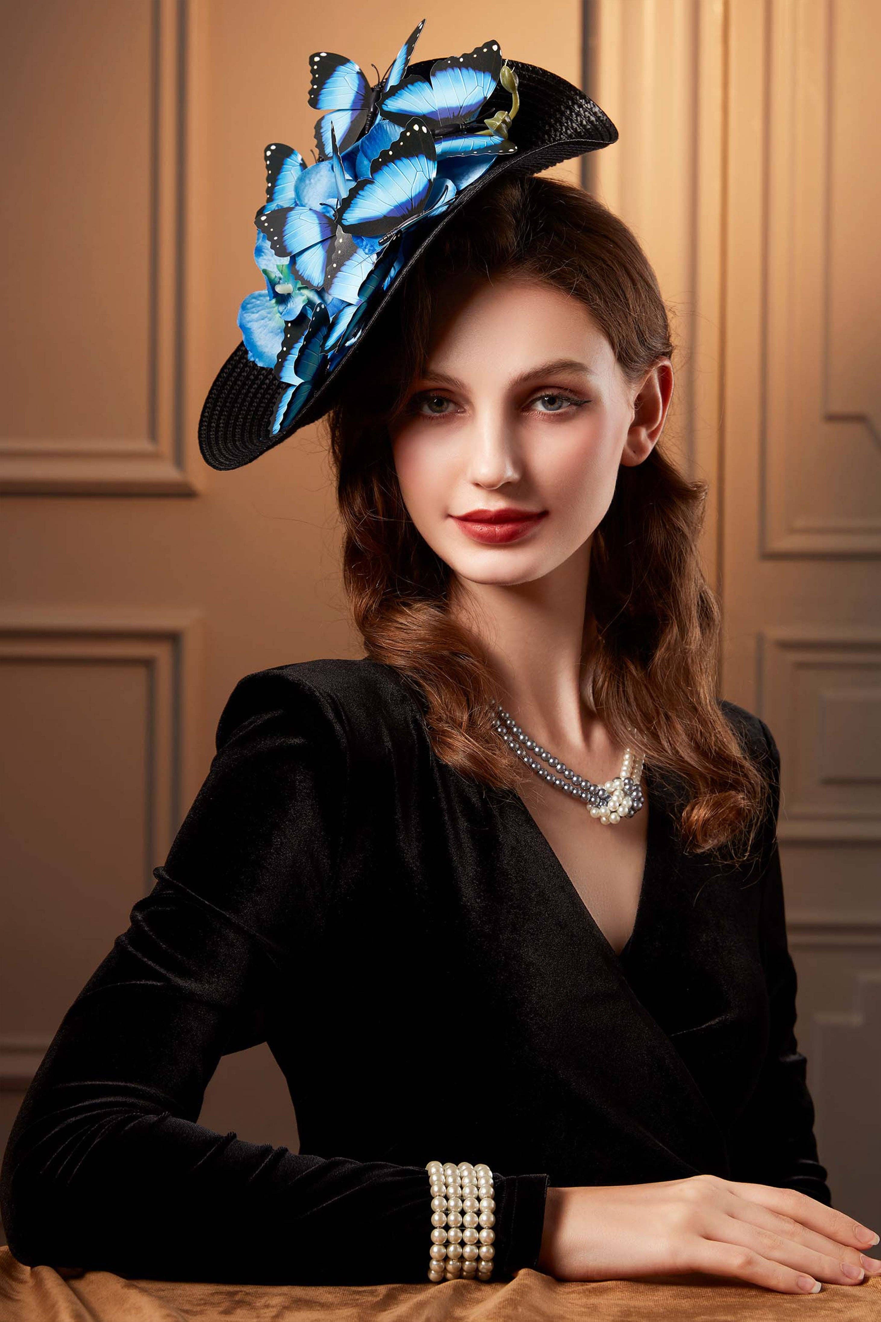 BABEYOND - Vendita all'ingrosso Fascinator - Donna - Fascinator a Tesa Larga Butterfly Derby6