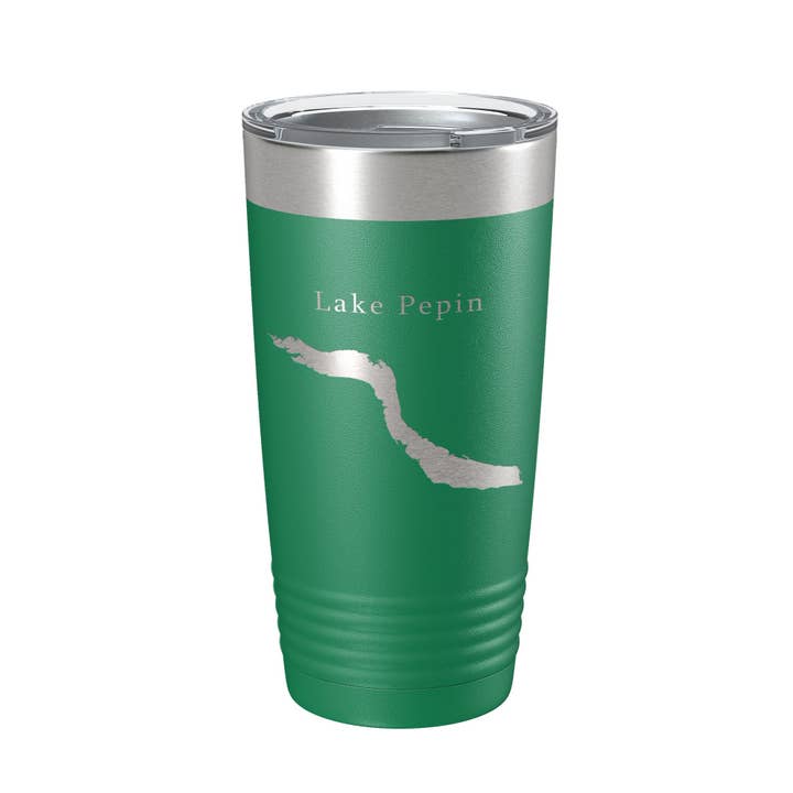 CarveBright - Wholesale Insulated Mug/Tumbler - Lake Pepin Map Tumbler Travel Mug Insulated Laser Engraved Coffee Cup Minnesota Wisconsin 20 oz12