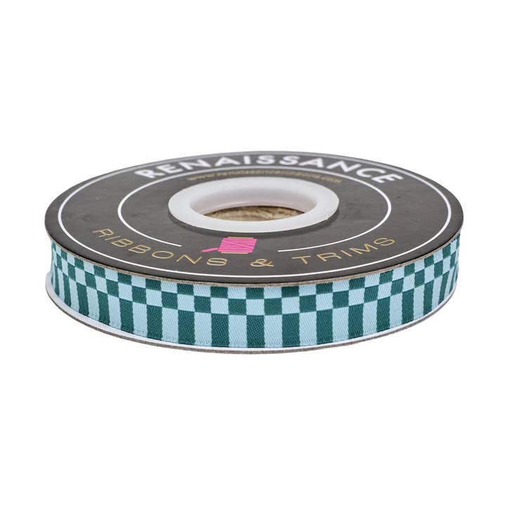 Ramble - Damier - largeur 5/8" - par Tara Faughnan - Bobine de 15 yards pour la vente par Renaissance Ribbons