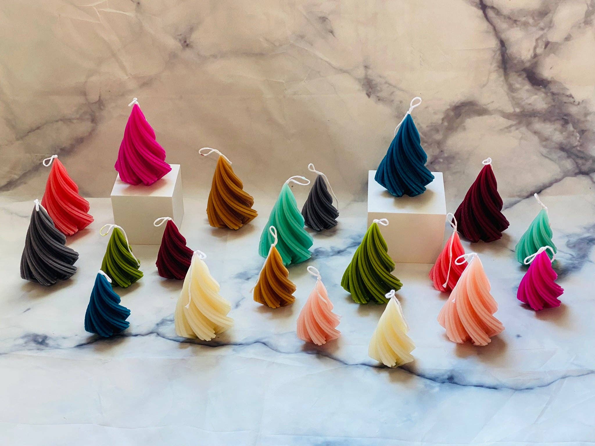 Maple + Love - Wholesale Novelty Candle - Swirl Christmas Tree Beeswax Candle5