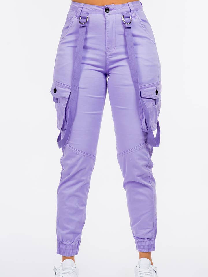 Boswell - Venta al por mayor Pantalones - Mujer - Pantalones tipo Cargo Jogger con bolsillos en las piernas y tirantes3