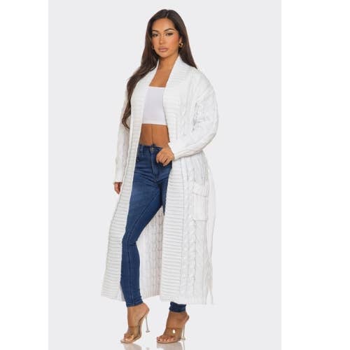 LOVE SENSE – wholesale Cardigan – Women’s – CABLE KNIT LONG CARDIGAN1