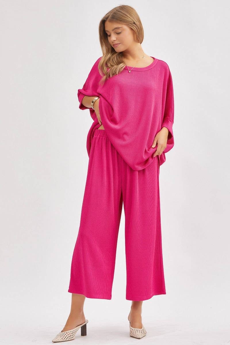 Dear Scarlett – Engroshandel Top- og buksesæt (IKKE Loungewear) - Dame – Solid Bluse + Bred Ben Sæt TRVSET-BALI10