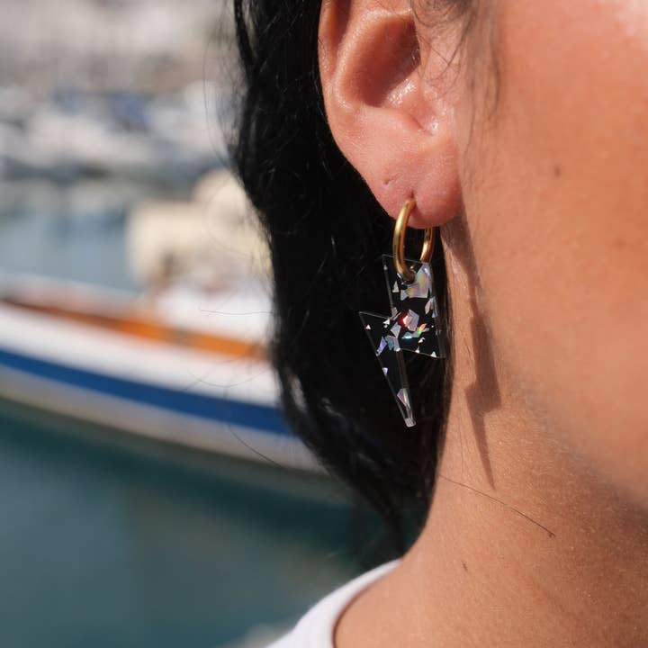 Studio Annette - Wholesale Dangle Earrings - Glitter Terrazzo Lightning Hoop Earrings1