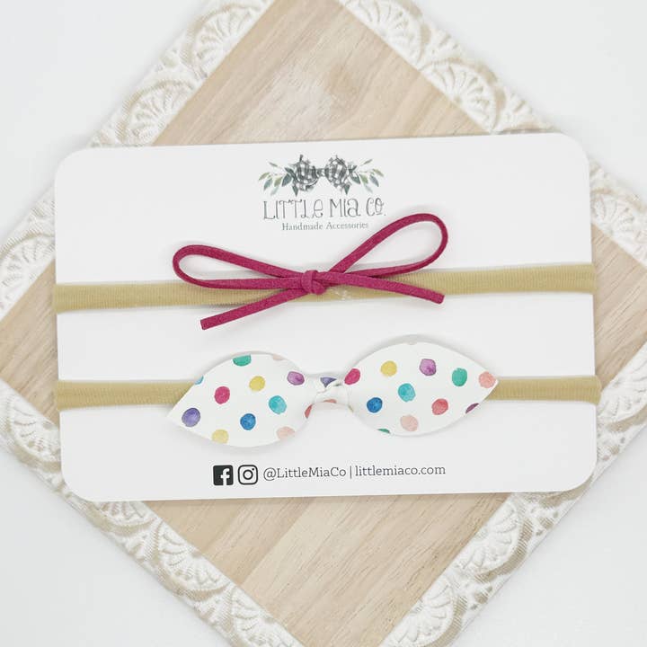 Duo di Fasce per Capelli a Pois Colorati per la vendita all'ingrosso da parte di Little Mia Co.