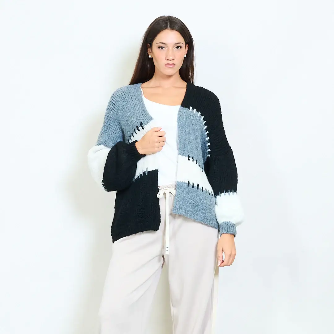 AMELÉ - Wholesale Cardigan - Women's - Color block knit cardigan4
