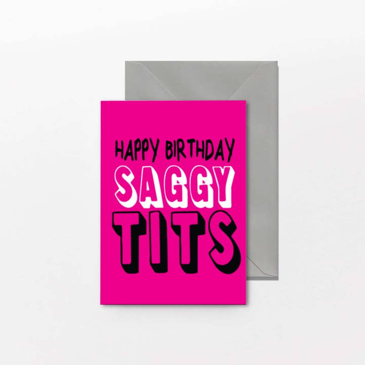 Cheeky Chops Cards & Wanky Candles – wholesale Birthday card – Rude Happy Birthday Saggy Tits Birthday Card
