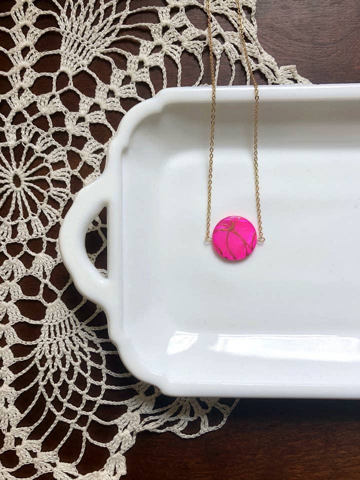 I AM WHOLE Hot Pink and Gold Necklace for wholesale by Hamrick Avenue