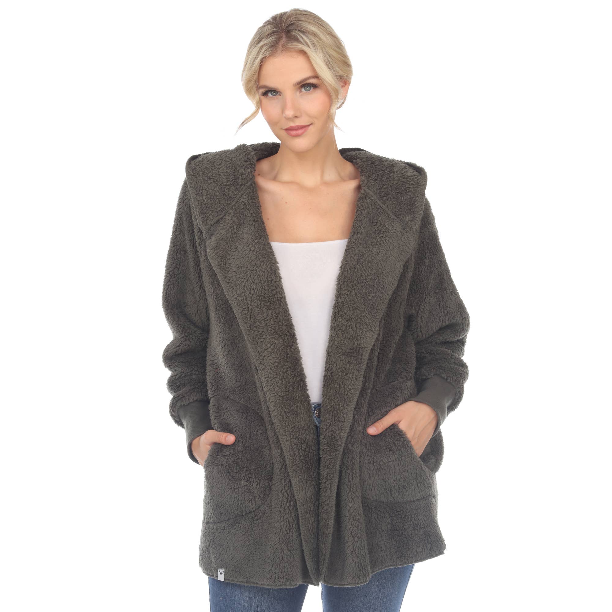 Wholesale Women's Plush Hooded Cardigan with Pockets for your