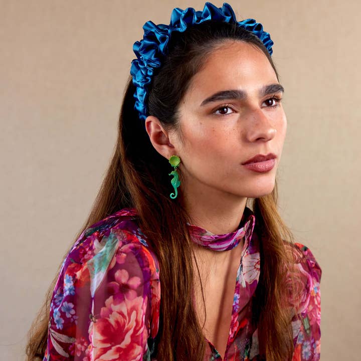 Fanm Djanm - Wholesale Fashion Headband - Women's - Aqua Velva Crown Ruched Headband0