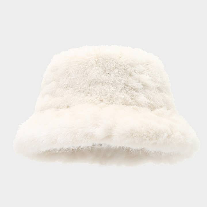 ACCITY - Wholesale Bucket Hat - Women's - Faux Mink Plush Bucket Hat Winter Warm Trendy_CWAH047802