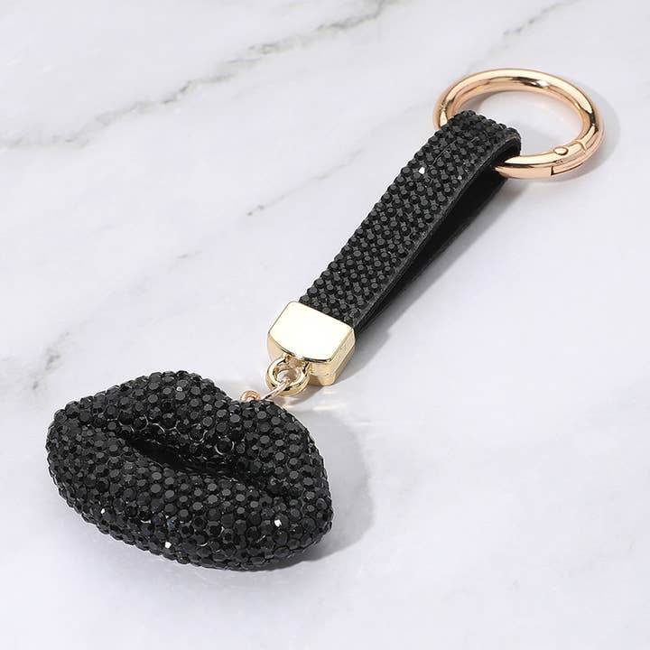 Sensibling Corp. - Wholesale Keychain - Women's - Bling Studded Lips Keychain / Bag Charm