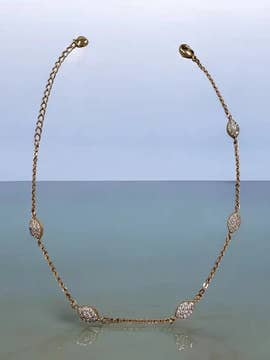 Oval CZ Pärla 18k Guldpläterat Fotledsarmband för wholesale av Divina Jewelry & Accessories LLC