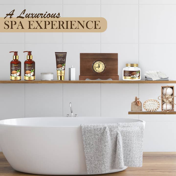 Lovery - Wholesale Bath & Body Set - Bath Gift Set in a Vintage Style Wooden Clock Box, 13pc Set5