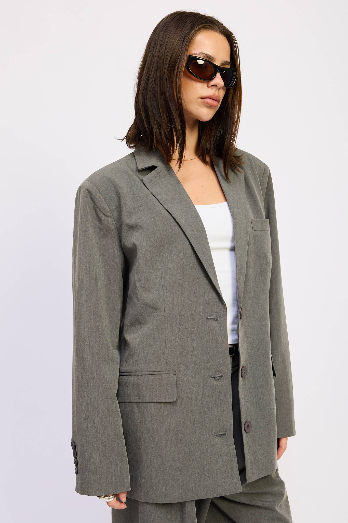 GREY OVERSIZED BLAZER for wholesale on Faire6