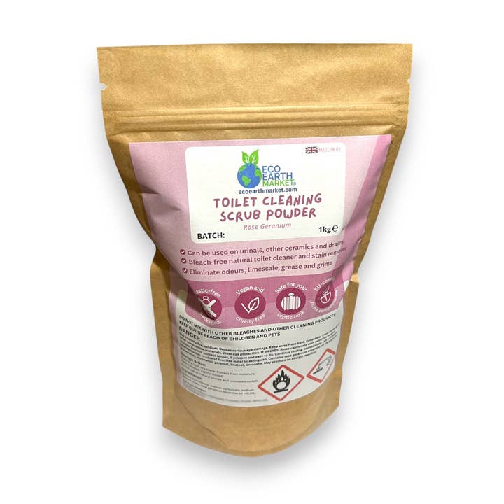 Eco Earth Market - Wholesale Toilet Cleaner - Rose Geranium Toilet Cleaning Scrub Powder 1kg