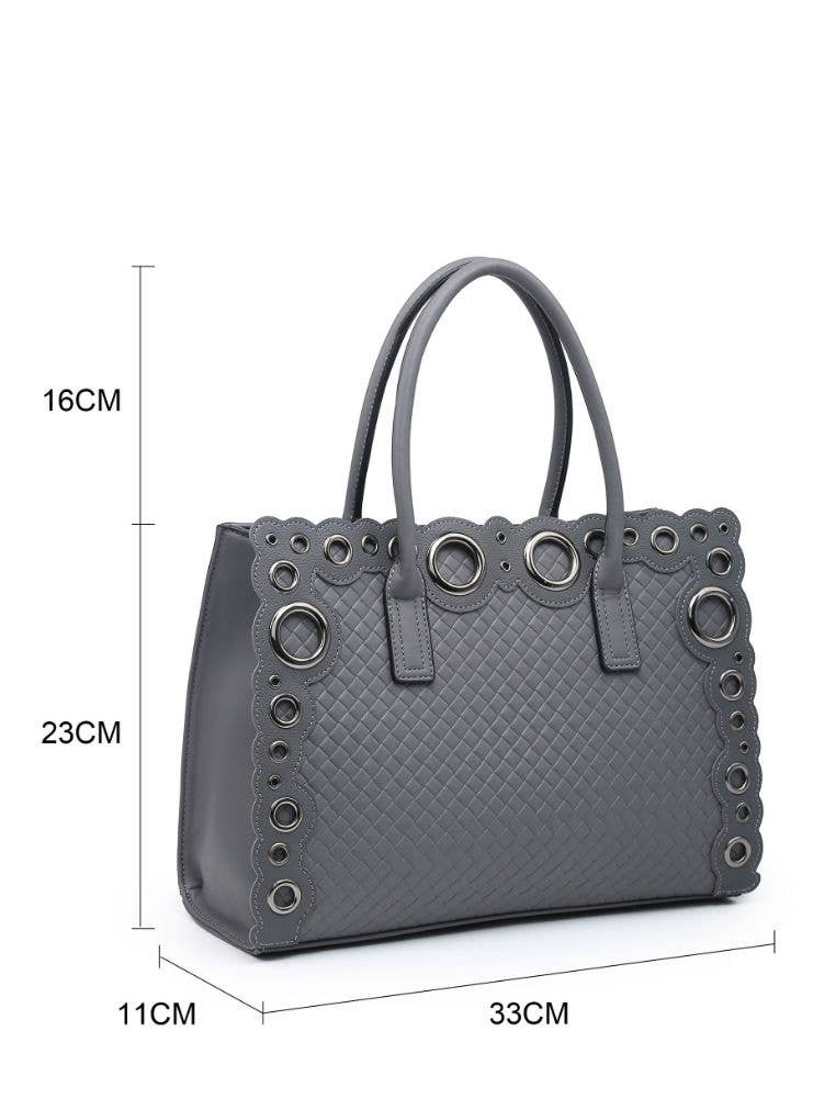 Papaya Fashion Ltd - Wholesale Top Handle Bag - Women's - 82230-3 Handbag with metal rings along the edge of bag11